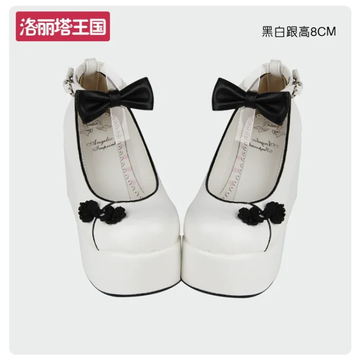 Angelic Imprint- Elegant Bow Embroidery Qi Lolita High Platform Shoes