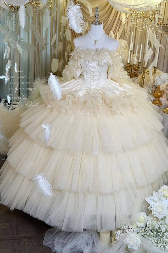 Diamond Honey Apricot Wedding Gown Dress and Skirt