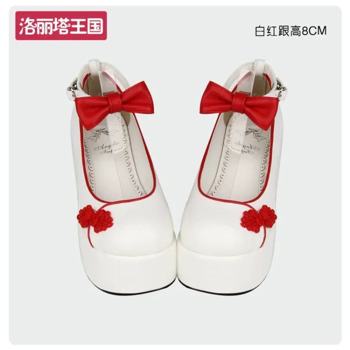 Angelic Imprint- Elegant Bow Embroidery Qi Lolita High Platform Shoes