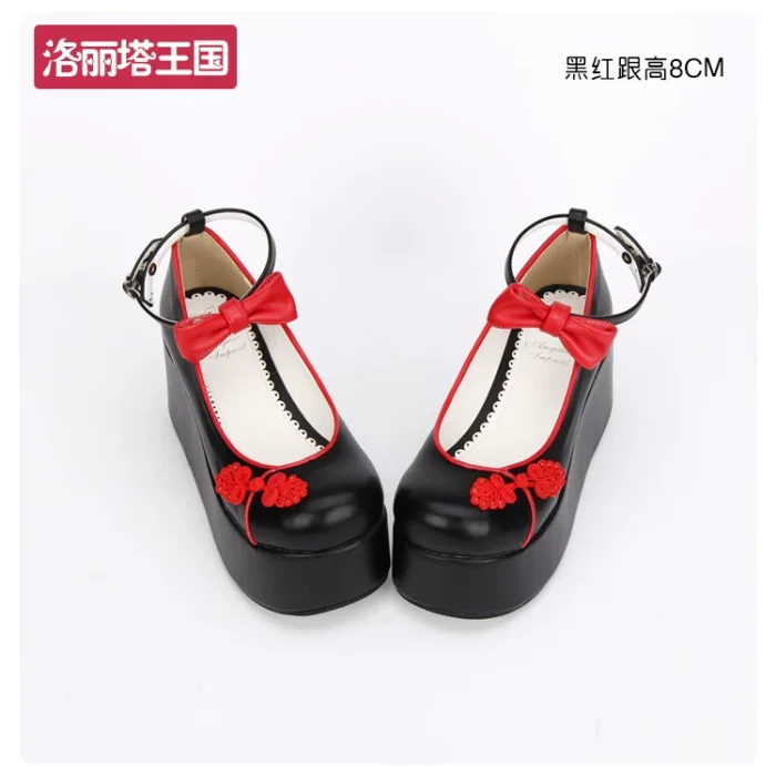 Angelic Imprint- Elegant Bow Embroidery Qi Lolita High Platform Shoes