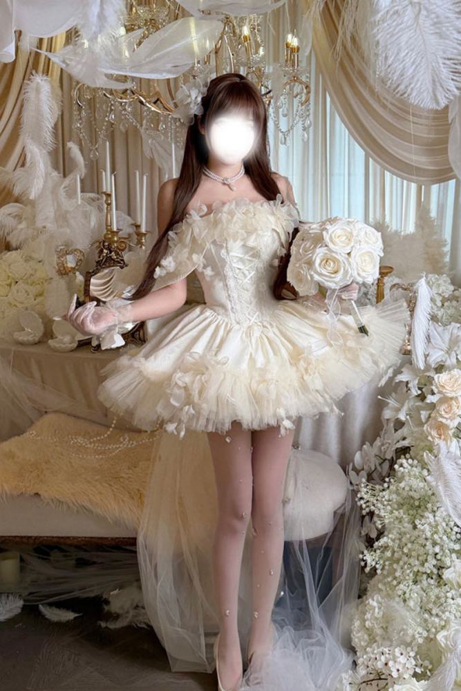 Diamond Honey Apricot Wedding Gown Dress and Skirt