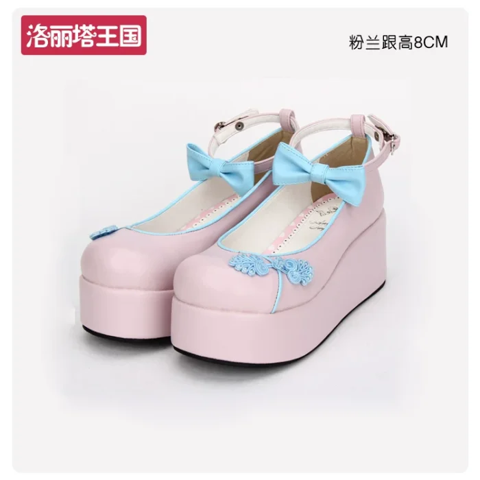 Angelic Imprint- Elegant Bow Embroidery Qi Lolita High Platform Shoes