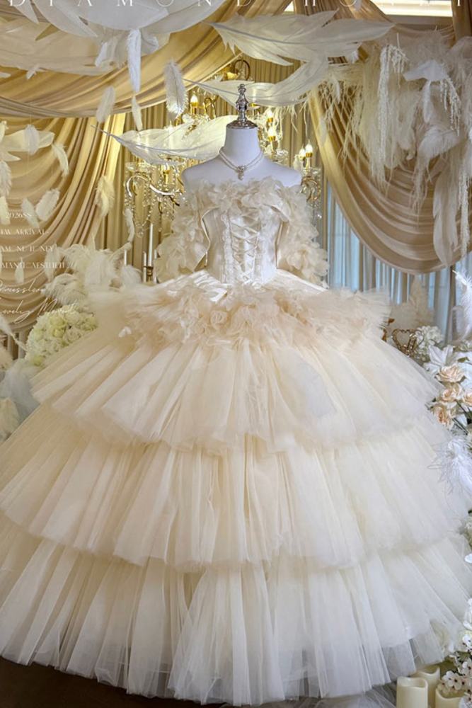 Diamond Honey Apricot Wedding Gown Dress and Skirt