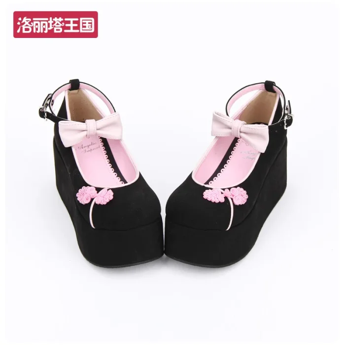 Angelic Imprint- Elegant Bow Embroidery Qi Lolita High Platform Shoes
