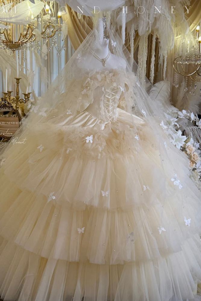 Diamond Honey Apricot Wedding Gown Dress and Skirt
