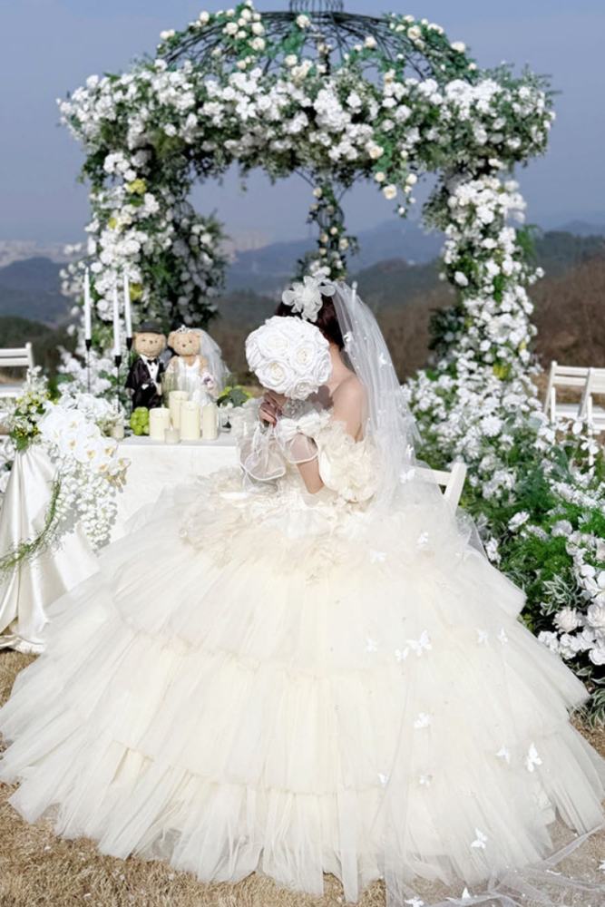 Diamond Honey Apricot Wedding Gown Dress and Skirt