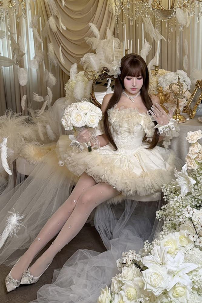 Diamond Honey Apricot Wedding Gown Dress and Skirt