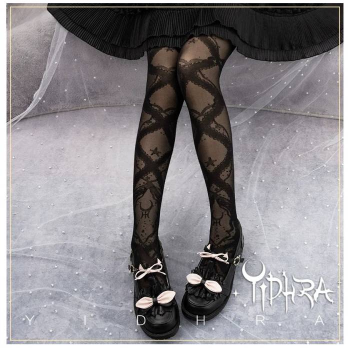 Yidhra ~Starfish Gravel~ Lolita Black and White Pantyhose