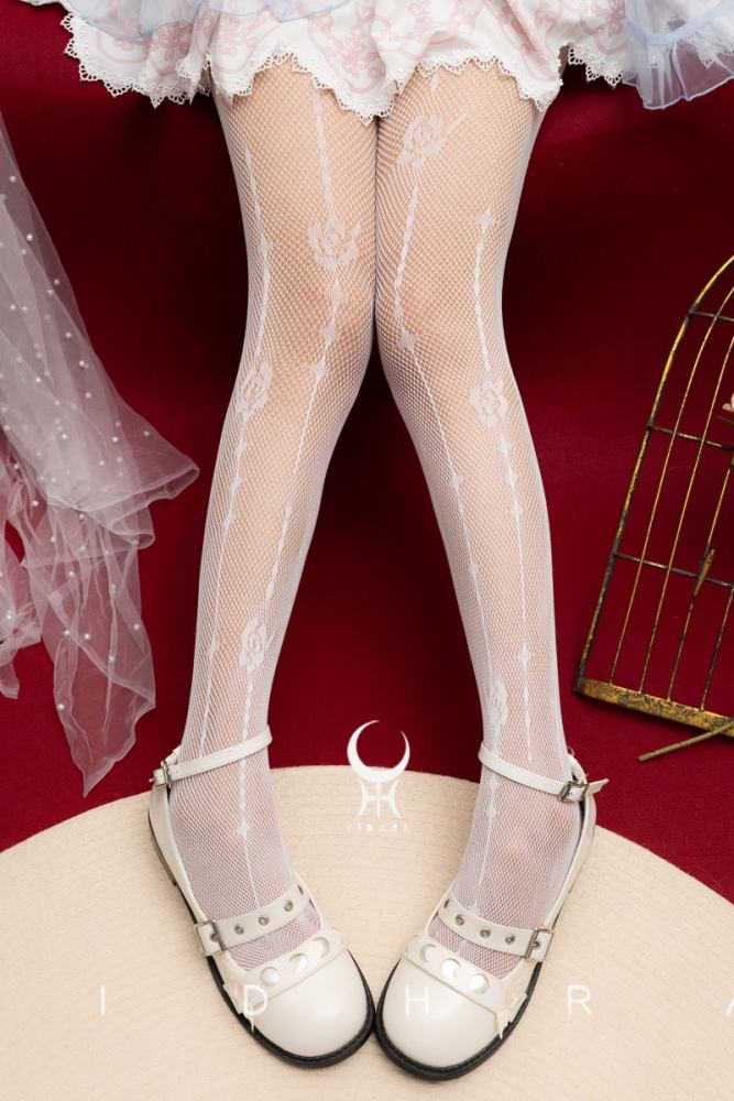 Yidhra ~Rose Nebula~ Gothic Lolita Black White Pantyhose