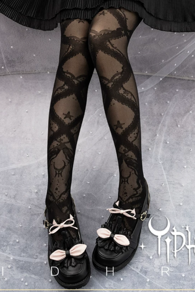 Yidhra ~Starfish Gravel~ Lolita Black and White Pantyhose
