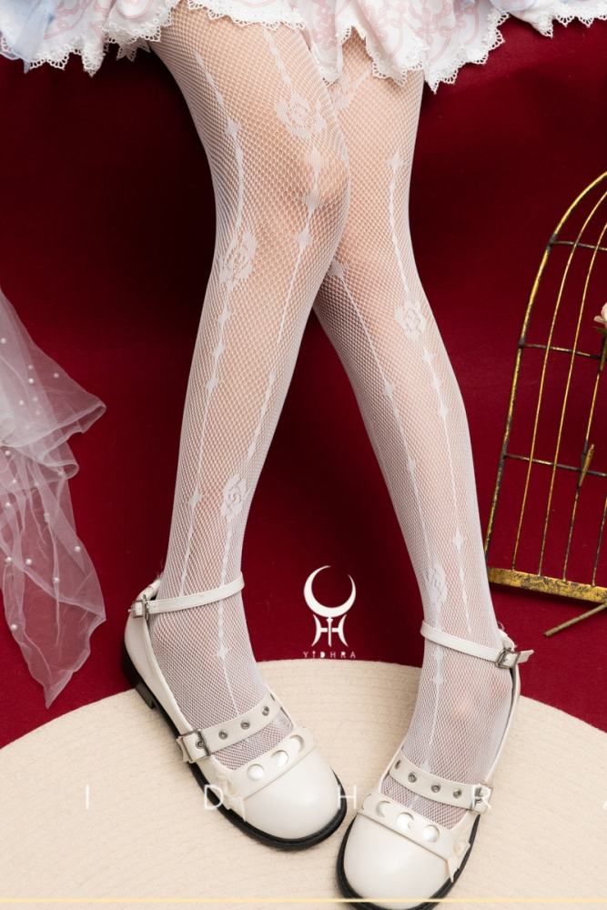 Yidhra ~Rose Nebula~ Gothic Lolita Black White Pantyhose