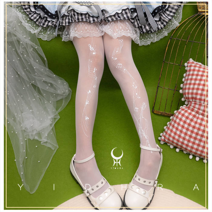 Yidhra ~The Rhythm~ Lolita Black and White Tights 20D