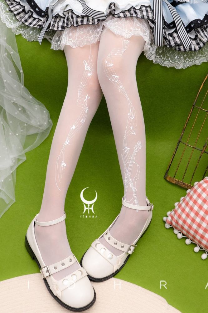 Yidhra ~The Rhythm~ Lolita Black and White Tights 20D