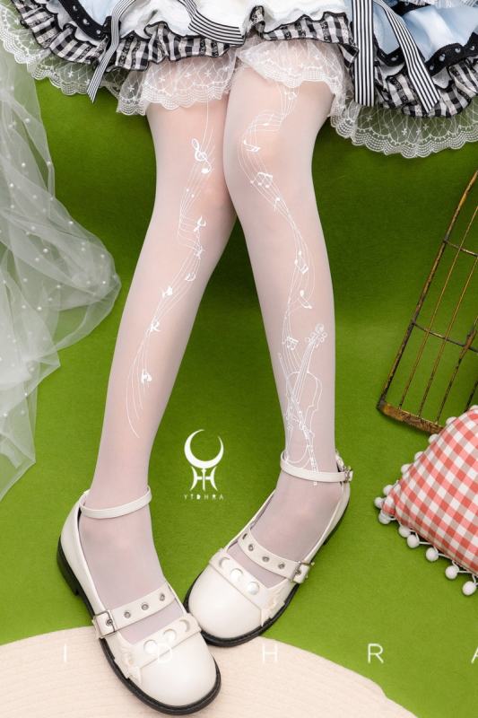 Yidhra ~The Rhythm~ Lolita Black and White Tights 20D