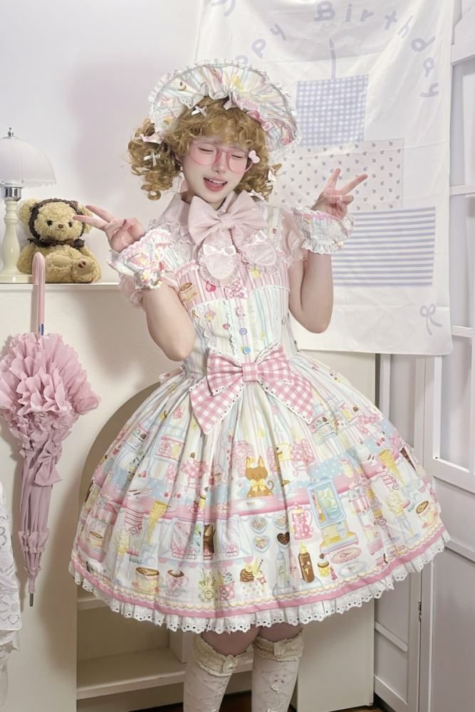 The Dolls Daydream ~Summer Ice Cream~ Retro Print Lolita JSK and OP