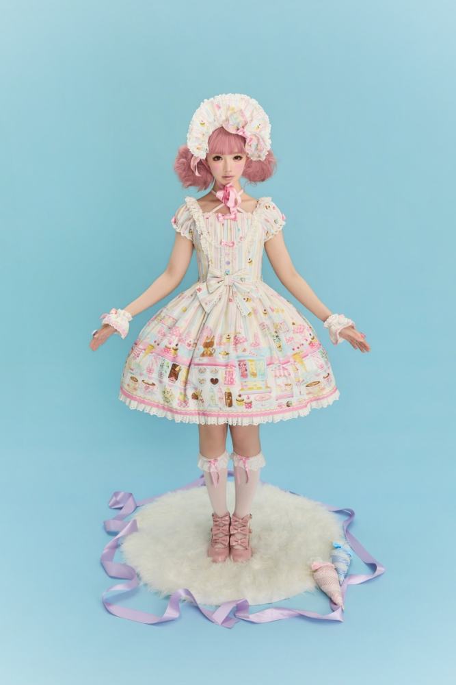 The Dolls Daydream ~Summer Ice Cream~ Retro Print Lolita JSK and OP