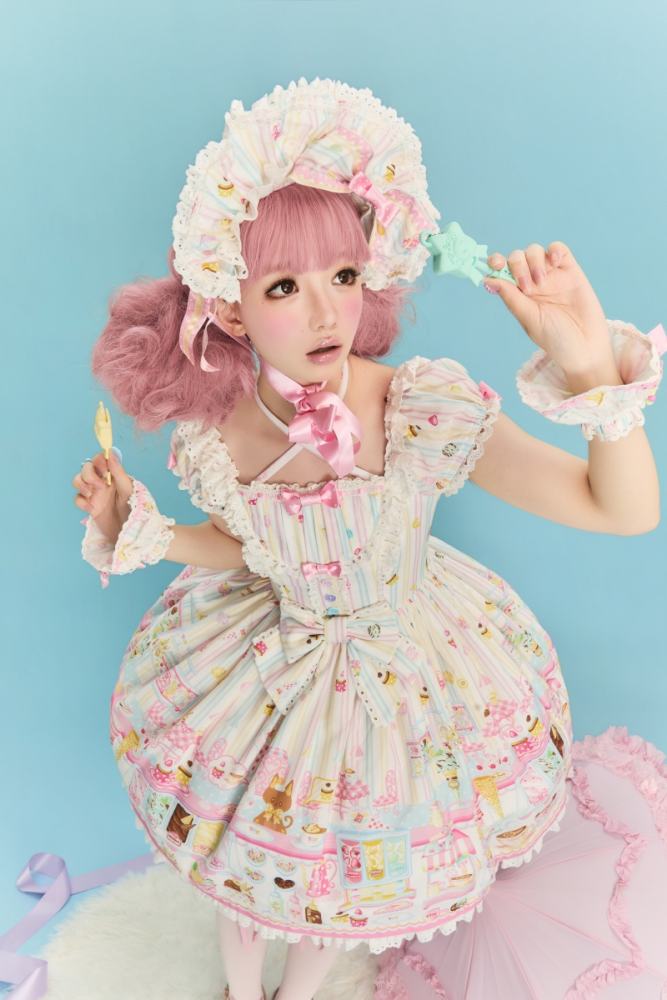 The Dolls Daydream ~Summer Ice Cream~ Retro Print Lolita JSK and OP