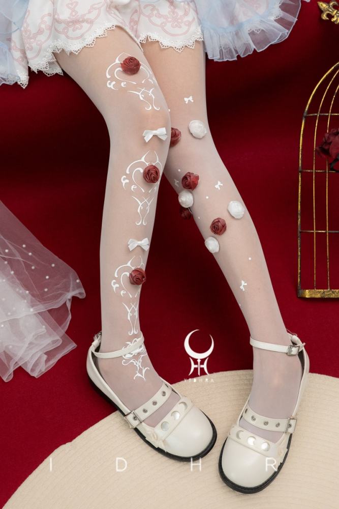 Yidhra ~Arrogant Witch~ Roses Print Hime Lolita Tights 20D