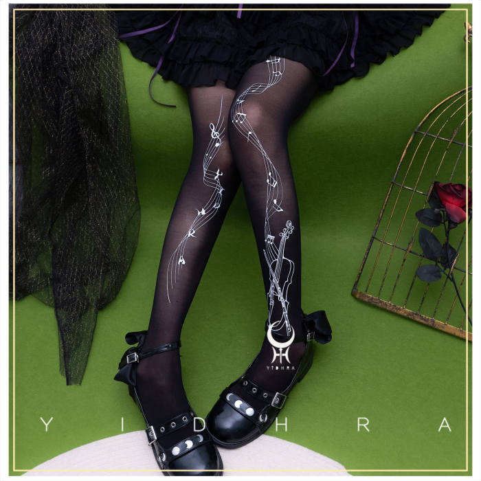 Yidhra ~The Rhythm~ Lolita Black and White Tights 20D