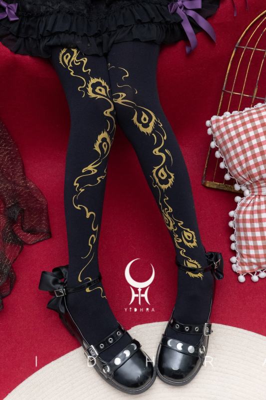 Yidhra ~Phoenix Feather~ Lolita Tattoo Pantyhose 3 Colors