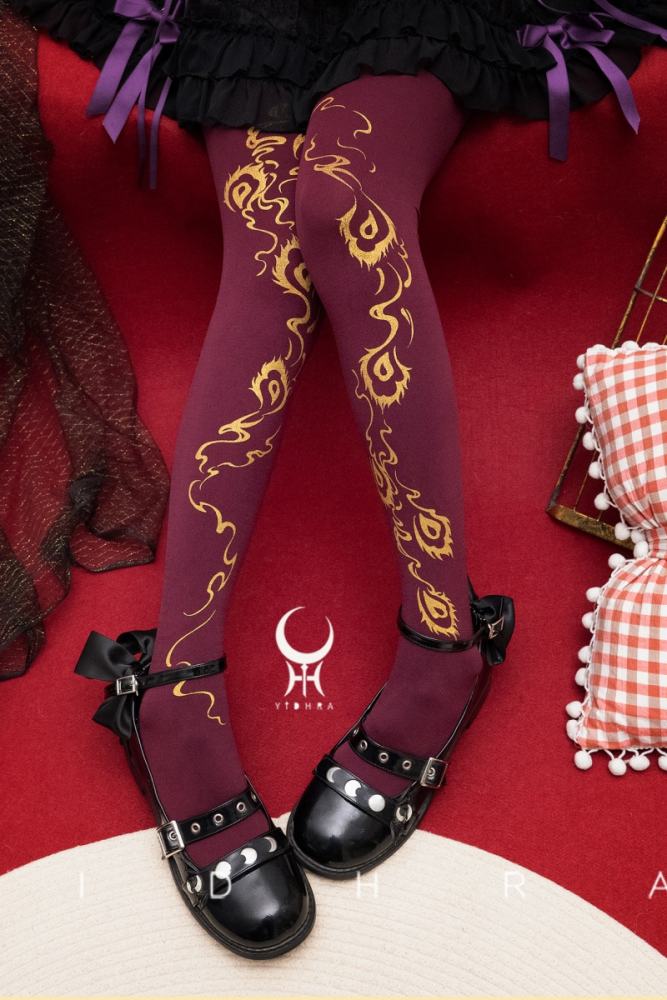 Yidhra ~Phoenix Feather~ Lolita Tattoo Pantyhose 3 Colors