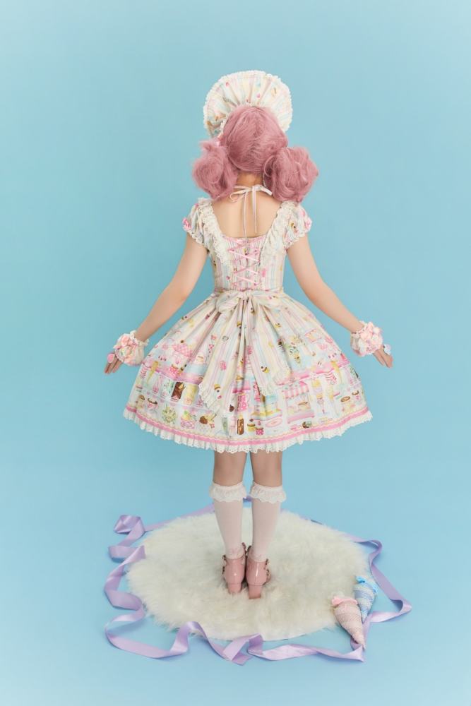 The Dolls Daydream ~Summer Ice Cream~ Retro Print Lolita JSK and OP