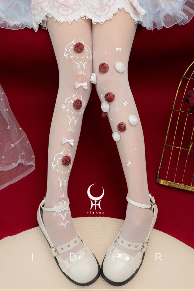 Yidhra ~Arrogant Witch~ Roses Print Hime Lolita Tights 20D