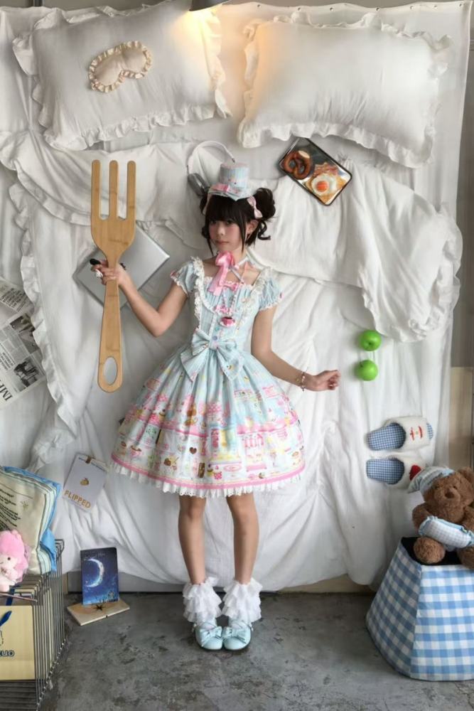 The Dolls Daydream ~Summer Ice Cream~ Retro Print Lolita JSK and OP