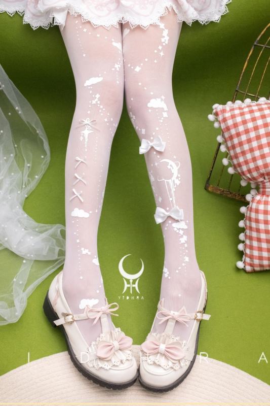 Yidhra ~Star Cloud~ Print Lolita Black and White Pantyhose