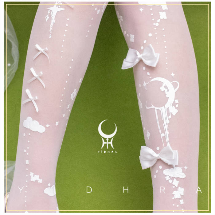 Yidhra ~Star Cloud~ Print Lolita Black and White Pantyhose