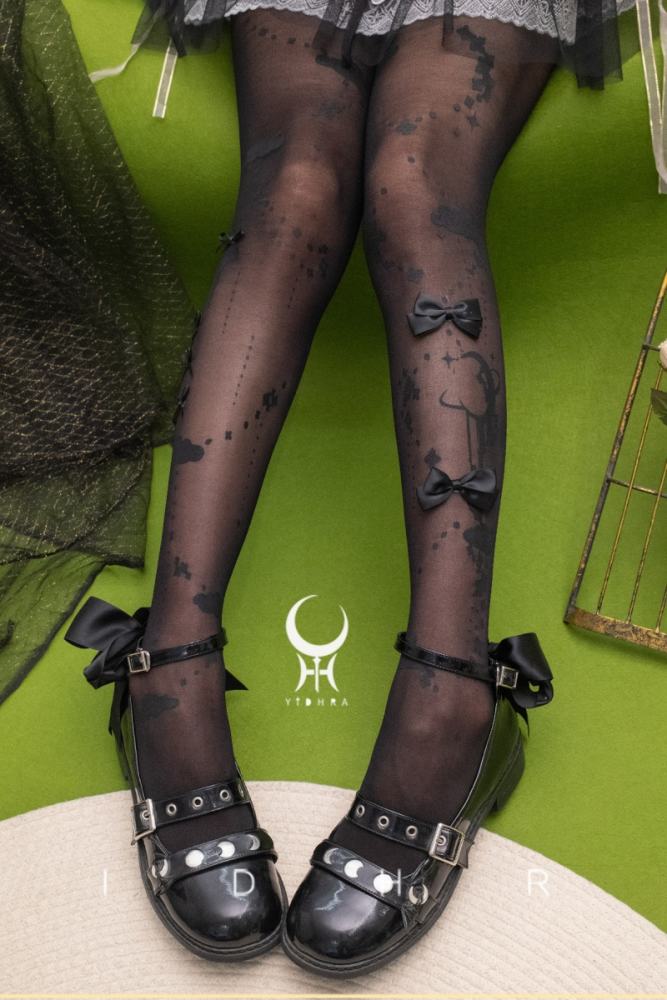 Yidhra ~Star Cloud~ Print Lolita Black and White Pantyhose