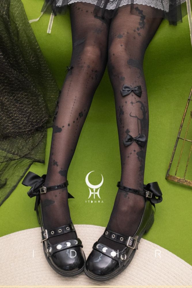 Yidhra ~Star Cloud~ Print Lolita Black and White Pantyhose