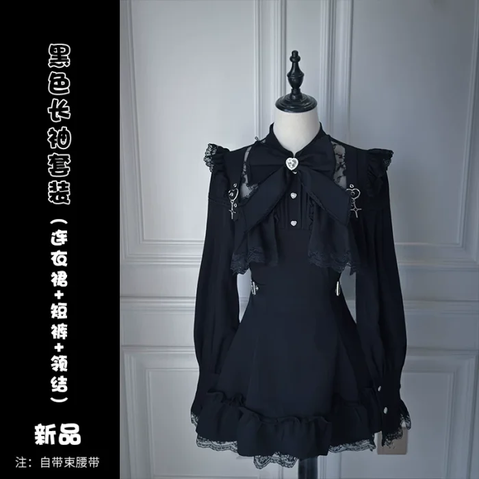 Angel Share Stripe Lacework Purple Set Jirai Kei Outfits