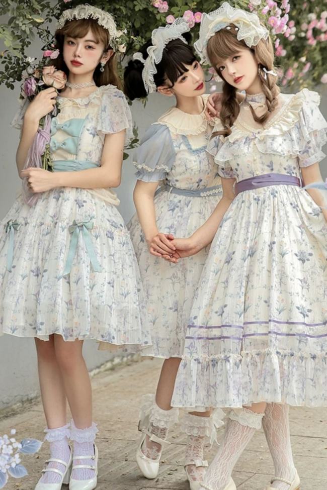 Withpuji ~Letter and Poem · Flowers Wall In Summer Lolita OP -Ready Made