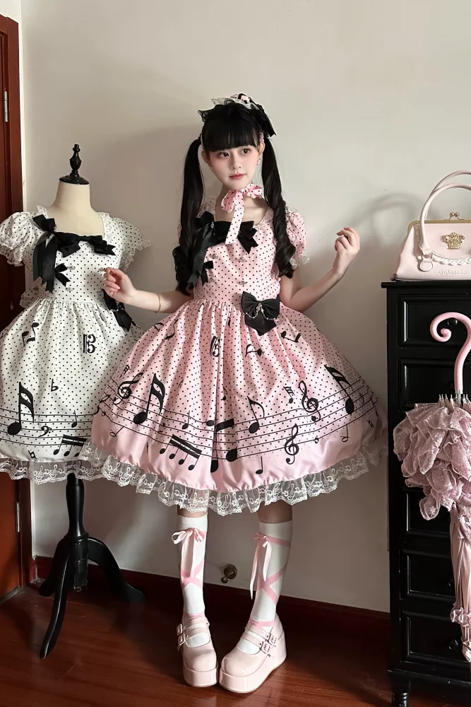 True Color ~Musical Notes~ Sweet Lolita Prints OP 6 Colors