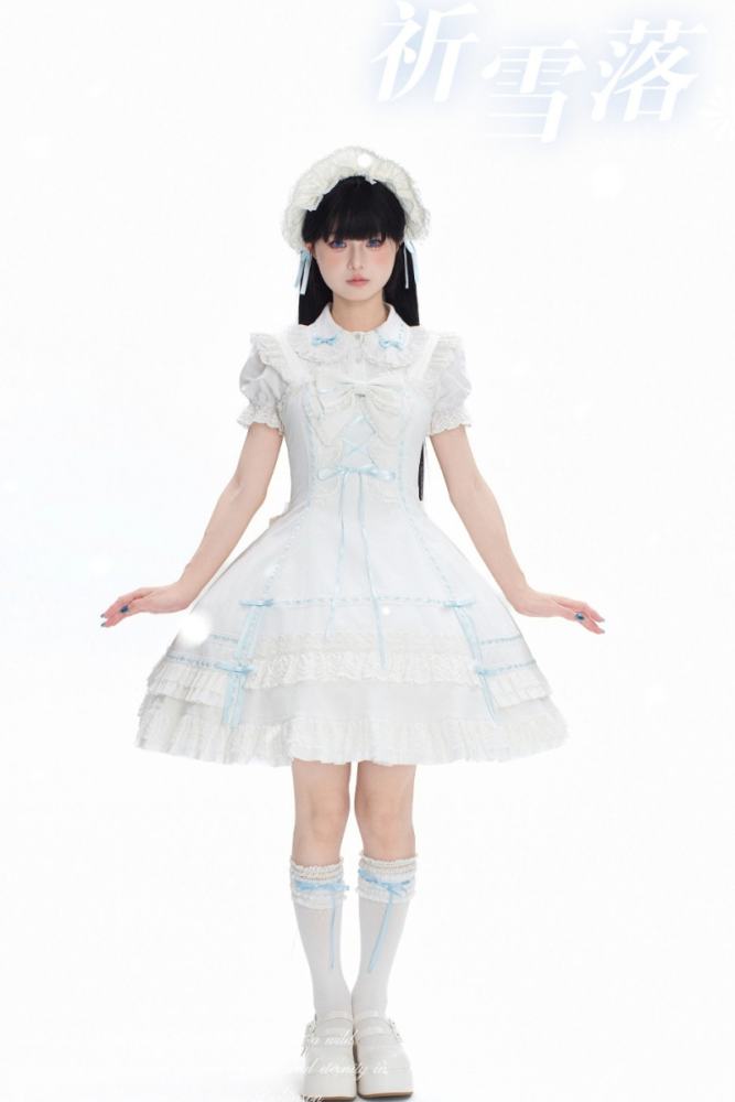 Pray For Snowfall Cotton Lolita JSK and Headdress Old School