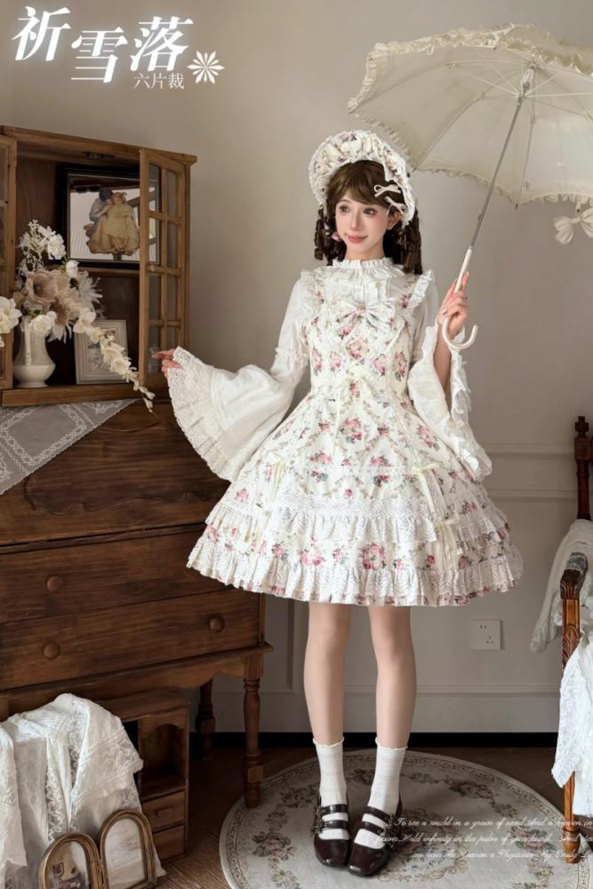 Pray For Snowfall Cotton Lolita JSK and Headdress Old School