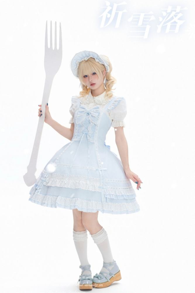 Pray For Snowfall Cotton Lolita JSK and Headdress Old School