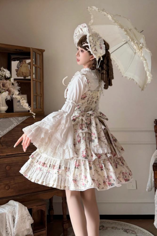 Pray For Snowfall Cotton Lolita JSK and Headdress Old School