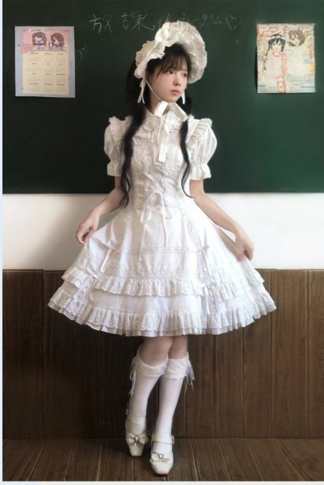 Pray For Snowfall Cotton Lolita JSK and Headdress Old School