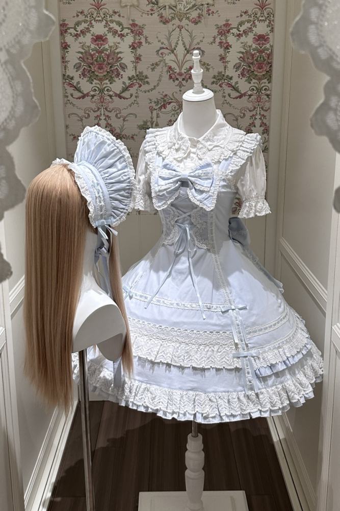 Pray For Snowfall Cotton Lolita JSK and Headdress Old School