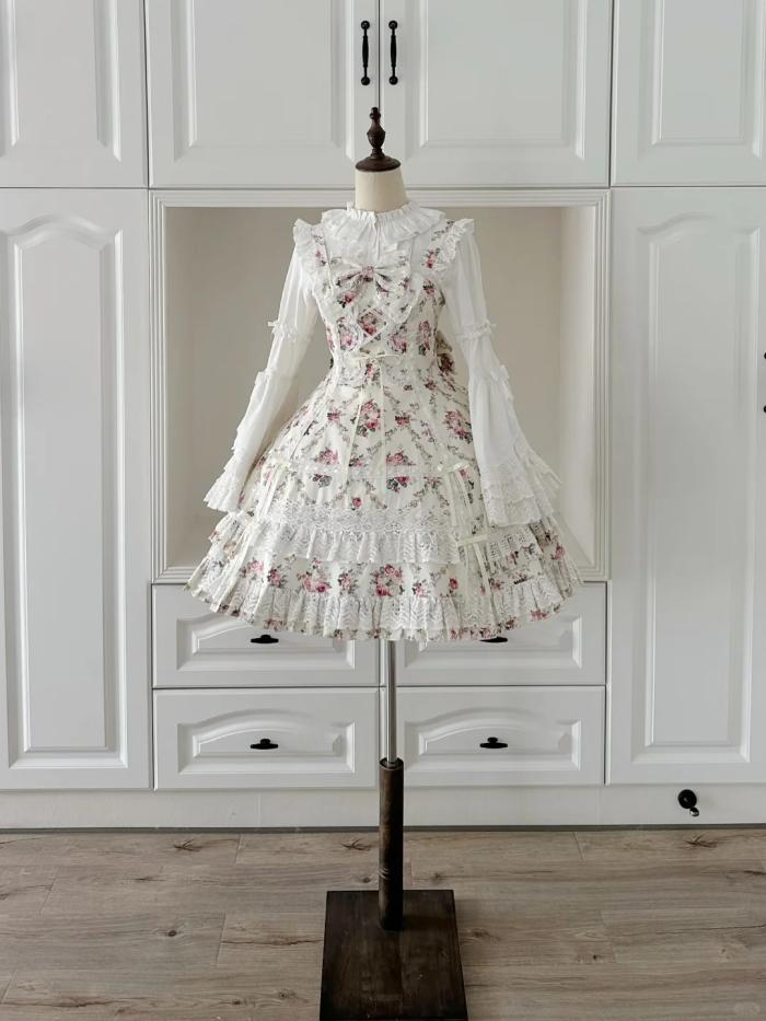 Pray For Snowfall Cotton Lolita JSK and Headdress Old School