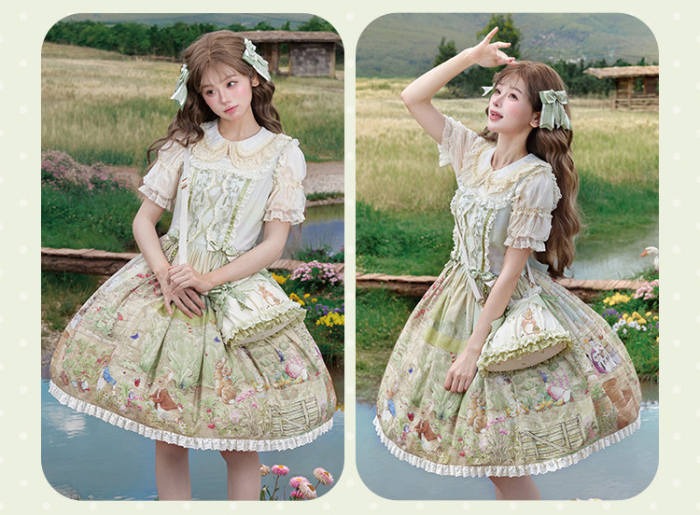 Summer Fairy Peter Rabbit Printed Tiered Lolita JSK