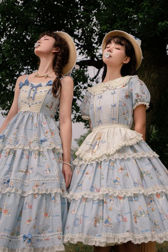 Summer Fairy Peter Rabbit Printed Tiered Lolita Cotton OP