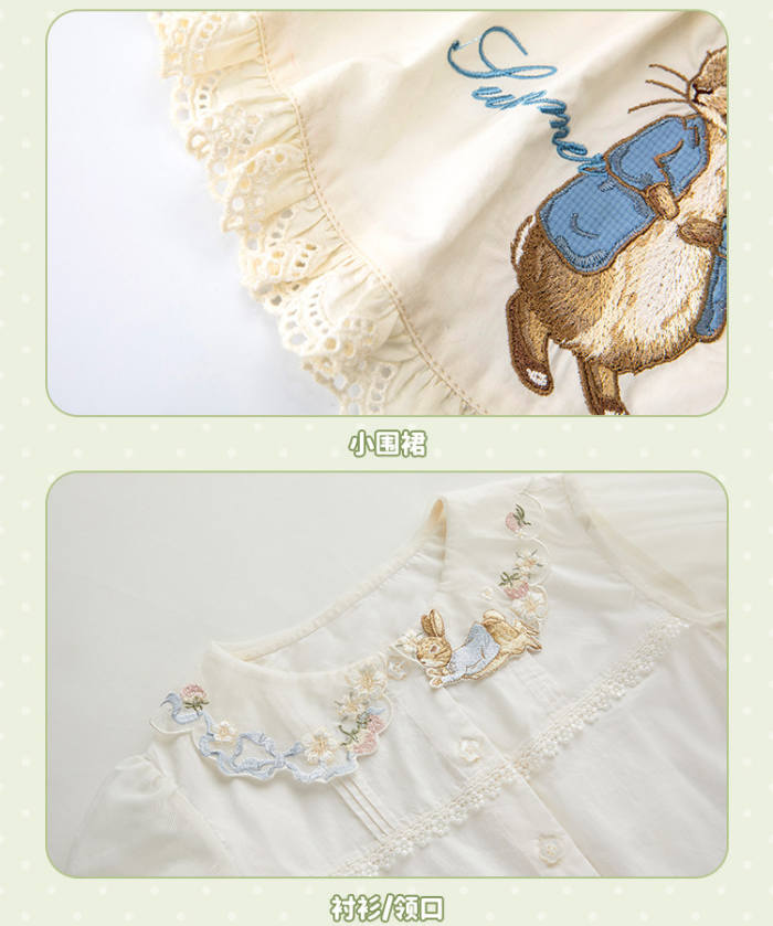 Summer Fairy Peter Rabbit Lolita Blouse Apron and Cape