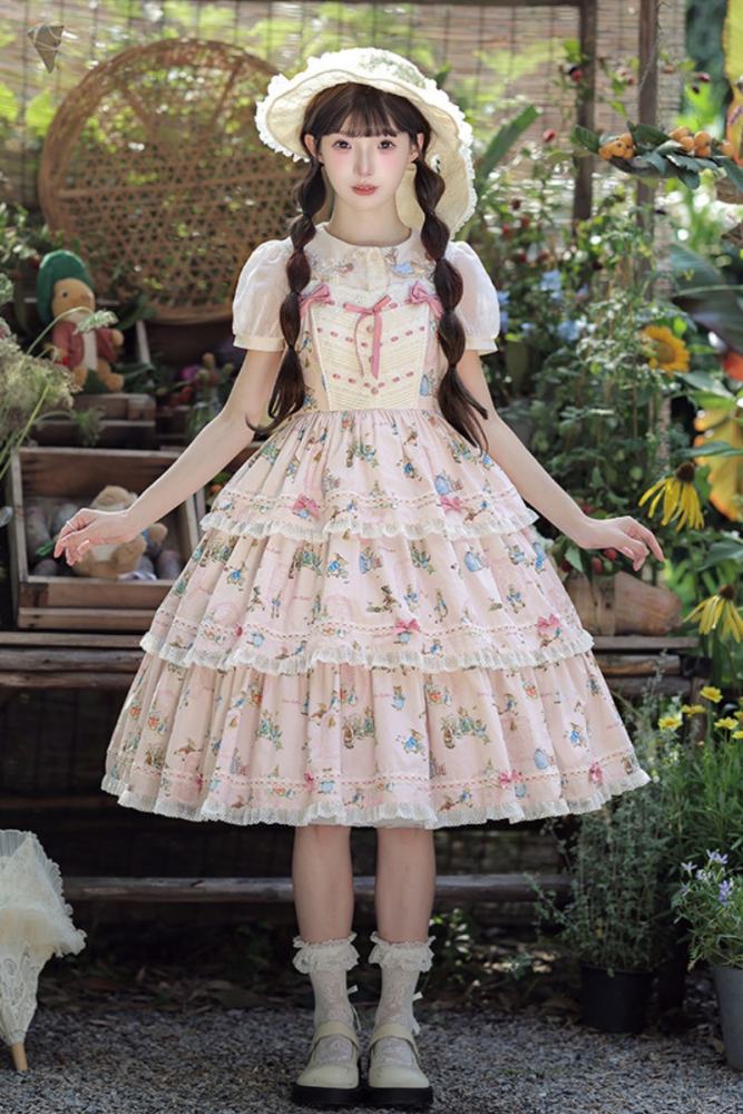 Summer Fairy Peter Rabbit Printed Tiered Lolita JSK