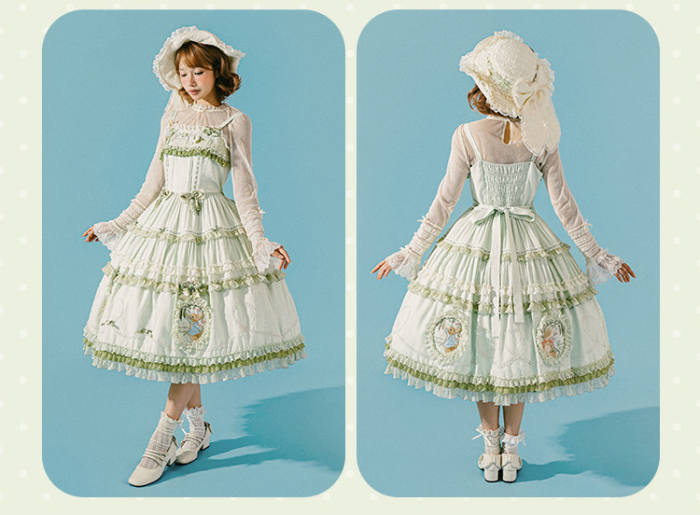 Summer Fairy Peter Rabbit Printed Tiered Lolita JSK