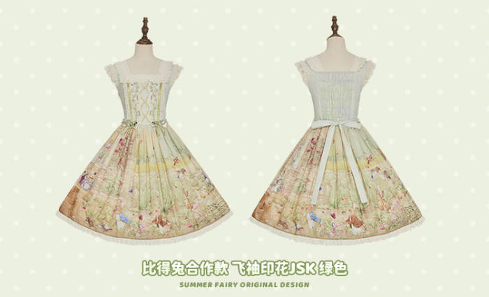 Summer Fairy Peter Rabbit Printed Tiered Lolita JSK