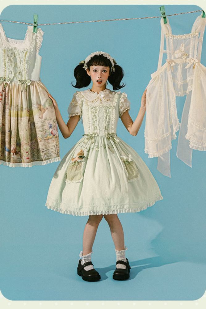Summer Fairy Peter Rabbit Lolita Blouse Apron and Cape