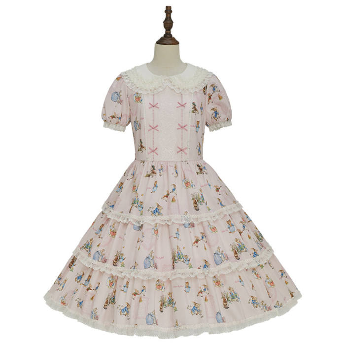 Summer Fairy Peter Rabbit Printed Tiered Lolita Cotton OP